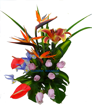 Arreglo floral Rosas y ave del paraiso